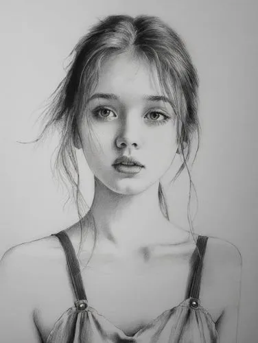 girl drawing,mystical portrait of a girl,girl portrait,young girl,portrait of a girl,mervat,Illustration,Black and White,Black and White 35