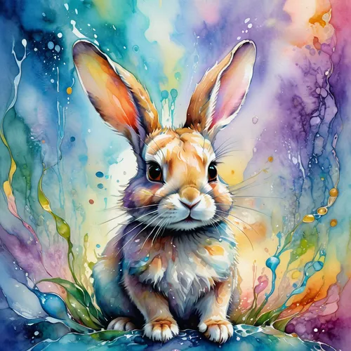 rainbow rabbit,watercolor background,colorful background,bunny,easter theme,rabbit,cottontail,bun,european rabbit,easter background,colored pencil background,watercolor painting,rabbits and hares,watercolor,easter-colors,watercolor pencils,white rabbit,little rabbit,rabbits,gray hare,Photography,Artistic Photography,Artistic Photography 03