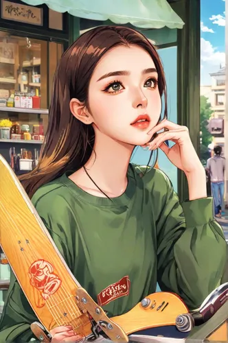 woman at cafe,girl studying,game illustration,girl with bread-and-butter,world digital painting,convenience store,coffee background,girl with speech bubble,deli,pastry shop,paris cafe,coffee shop,korean cuisine,bubble tea,ice cream shop,salesgirl,rosa ' amber cover,street cafe,girl drawing,anime japanese clothing