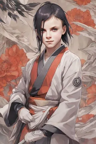 Itachi boy,the asian woman wearing a kimono in front of flowers,jianghua,akutagawa,zhiyuan,huanghua,dalixia,xuanwei,tiancheng,zhixue,hakuho,maoyuan,sadozai,geiko,mamozai,yamashiro,zhiqing,huayi,qingyi