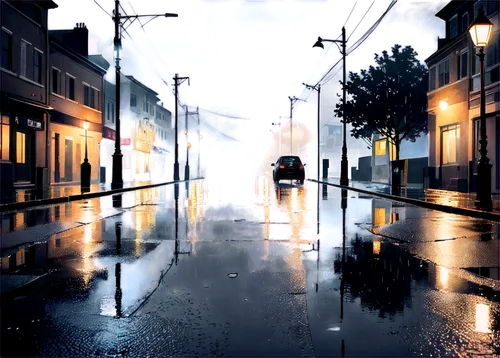 blue rain,walking in the rain,heavy rain,rainstorm,rainfall,cloudstreet,sidestreet,rain,cartoon video game background,downpour,rainy,night scene,rains,rainville,light rain,ukrainy,the street,streetlights,city scape,rained,Illustration,Japanese style,Japanese Style 06