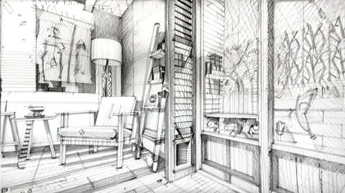 frame drawing,pencils,wireframe,japanese architecture,japanese-style room,pencil frame,wireframe graphics,pencil and paper,an apartment,archidaily,house drawing,pencil art,tenement,fire escape,pencil 