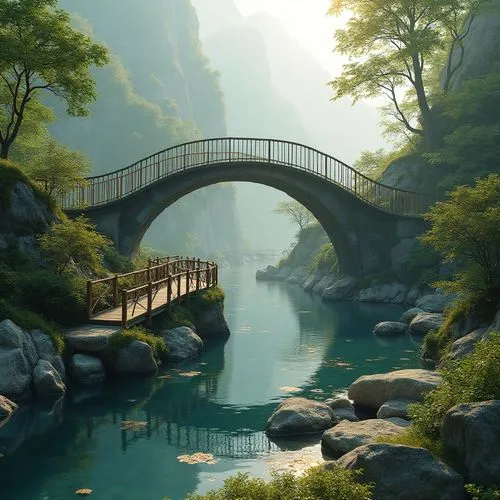 scenic bridge,hanging bridge,shaoming,dragon bridge,wooden bridge,wudang,hushan,rainbow bridge,adventure bridge,river landscape,hangman's bridge,south korea,stone bridge,beautiful landscape,guilin,guizhou,japan landscape,bridge,huangshan mountains,angel bridge,Photography,General,Realistic