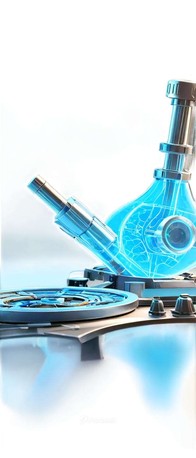 Analytical diagram, futuristic laboratory, 3D models, glowing blue lines, intricate details, mechanical parts, metallic materials, shiny surfaces, high-contrast lighting, sharp focus, cinematic compos