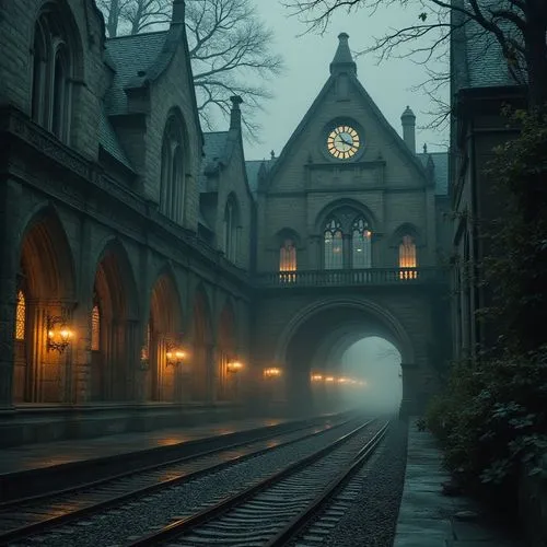 ghost train,abandoned train station,train cemetery,diagon,neogothic,bremen,the train station,hogwarts,oxbridge,haunted cathedral,aachen,train station,hakeim,train track,trainset,allemagne,railways,gothic style,antwerpen,hogwarts express,Photography,General,Realistic