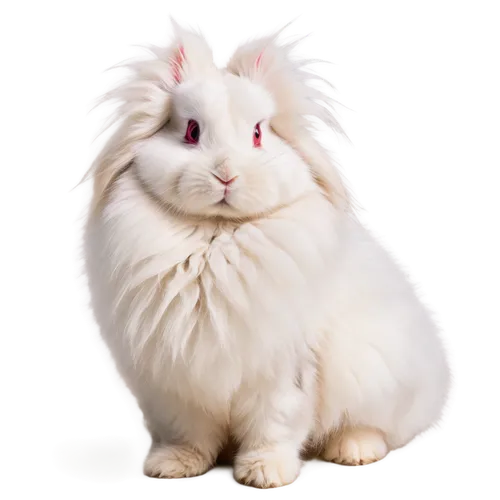 Angora rabbit, Turkish breed, grey and white fur, fluffy texture, cute eyes, pink nose, floppy ears, sitting posture, soft focus, warm lighting, shallow depth of field, 3/4 composition.,angora,lionhea