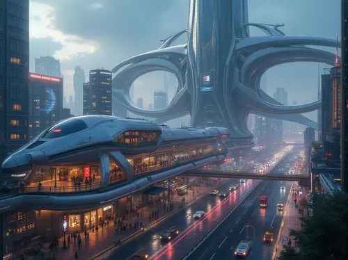 futuristic architecture,futuristic landscape,futuristic,monorail,futuristic art museum,sky train,maglev,arcology,futuristic car,futurist,scifi,sci - fi,morphosis,skycycle,commuters,jetsons,futurists,cybercity,metropolis,alien ship,Photography,General,Realistic