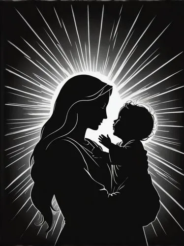 mother kiss,maternal,pregnant woman icon,holy family,star mother,jesus in the arms of mary,birth of christ,supermom,blessing of children,birth of jesus,postnatal,natividad,theotokis,little girl and mother,vector image,motherless,the manger,nativity,kissing babies,mama mary,Illustration,Black and White,Black and White 31