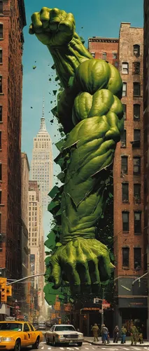 tree-rex,incredible hulk,hulk,king kong,godzilla,giant schirmling,green dragon,giant,green dragon vegetable,giant lizard,big apple,giant leaf,photomanipulation,giant frog,public art,sci fiction illustration,environmental art,scaled reptile,new york,newyork,Conceptual Art,Sci-Fi,Sci-Fi 17