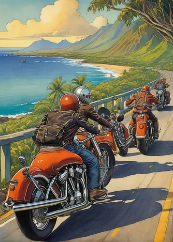 motorcycles,motorcycle tours,motorcycle tour,family motorcycle,harley-davidson,motorcycling,harley davidson,ride out,motorcycle accessories,pacific coast highway,bikes,motorcycle,side car race,motorcyclist,motorcycle racing,traffic jam,triumph motor company,motorbike,recreational vehicle,bullet ride,Illustration,Retro,Retro 19