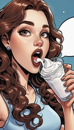 sip,drinking milk,comic speech bubbles,milk shake,horchata,madelyne,Illustration,American Style,American Style 13