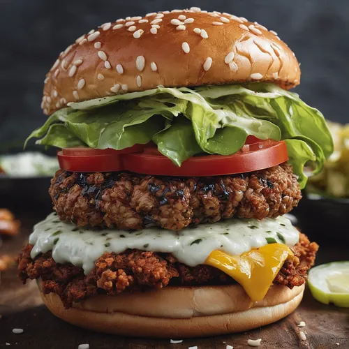 Develop a unique KFC burger recipe that combines unexpected ingredients to create a culinary masterpiece.,veggie burger,chicken burger,buffalo burger,ground turkey,original chicken sandwich,salmon bur