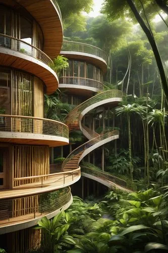 fallingwater,treehouses,tree house hotel,tree house,tropical house,futuristic architecture,asian architecture,forest house,ecotopia,amazonica,treehouse,futuristic landscape,rainforests,greenforest,tropical forest,kunplome,biomes,treetops,stilt houses,balconies,Art,Classical Oil Painting,Classical Oil Painting 22