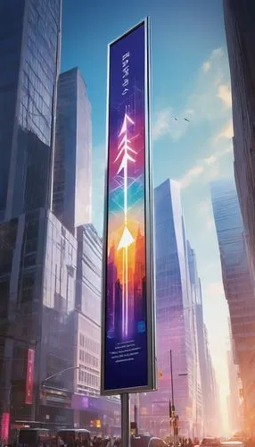 supertall,electric tower,neon arrows,advertising banners,traffic lamp,sign posts,light posts,shinjuku,cybercity,tanabata,construction pole,taikoo,pedestrian lights,guangzhou,akihabara,akiba,chongqing,lujiazui,city sign,sign banner,Illustration,Realistic Fantasy,Realistic Fantasy 20