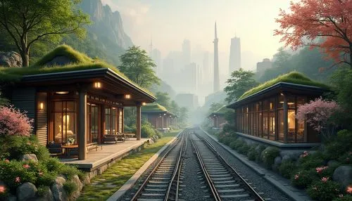 railroad,railways,henryville,train ride,ecotopia,wooden train,railway,branchline,wooden railway,private railway,trainsets,train track,trainset,narrow gauge,trains,railroad station,bungalows,train route,railroads,children's railway,Photography,General,Realistic