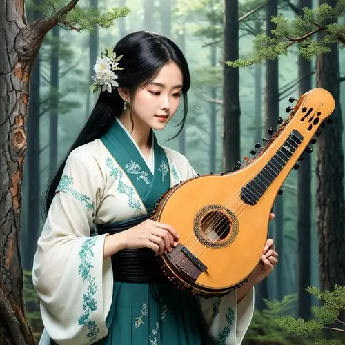 guqin,chuseok,gayageum,xiuqiong,jingqian,hanbok,Unique,Design,Character Design