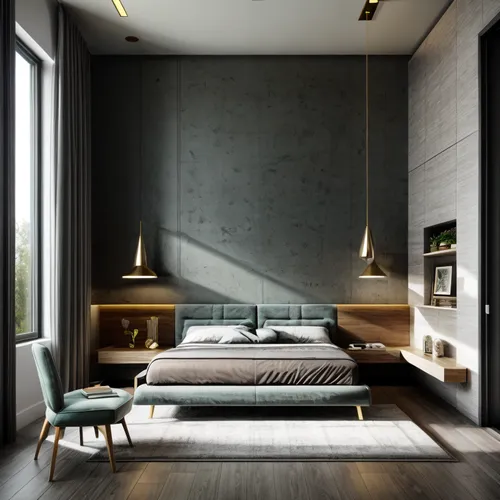 modern room,bedroom,loft,modern decor,sleeping room,interior modern design,contemporary decor,great room,room divider,interior design,interiors,guest room,danish room,modern style,bed frame,concrete ceiling,livingroom,sky apartment,an apartment,scandinavian style