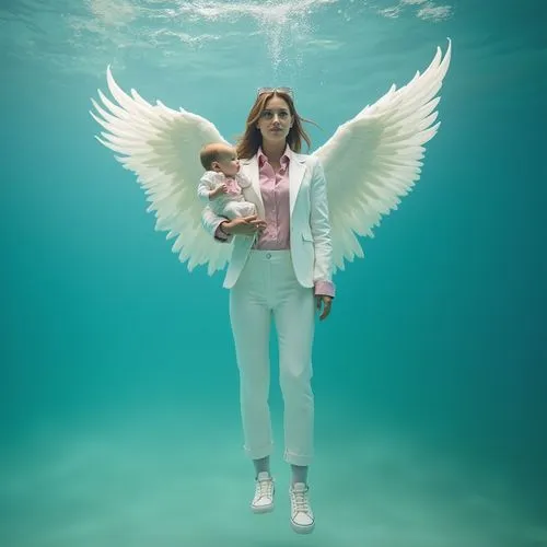 business angel,yelle,under water,under the water,angel girl,girl with a dolphin,Photography,General,Realistic