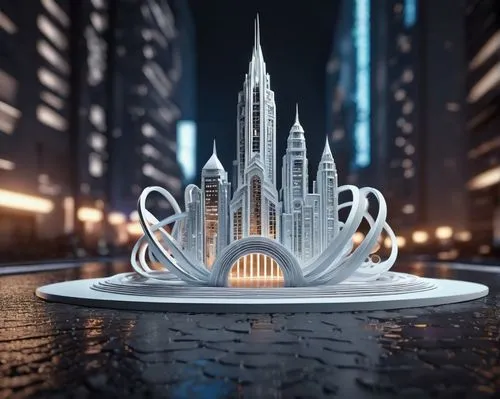 cinema 4d,3d render,3d model,steel sculpture,3d rendering,chrysler building,metropolis,3d fantasy,futuristic architecture,city fountain,oscorp,render,3d rendered,3d object,electric tower,kinetic art,3d modeling,klcc,floor fountain,fractalius,Unique,Paper Cuts,Paper Cuts 09