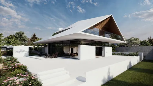 cubic house,folding roof,inverted cottage,modern house,3d rendering,dunes house,cube house,house shape,roof landscape,house roof,cube stilt houses,frame house,modern architecture,landscape design sydn