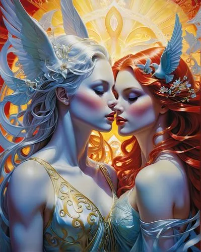 garamantes,angel and devil,priestesses,rhinemaidens,fantasy art,amantes,Conceptual Art,Fantasy,Fantasy 20