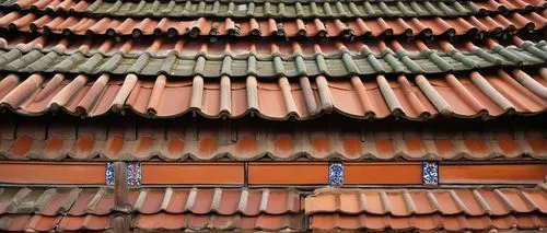 iko-inspired, Japanese-style, traditional roof, curved tiles, varied earthy tones, brown, beige, sienna, terracotta, rusty red, moss green, weathered wooden accents, ornate ceramic finials, subtle gra