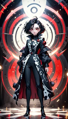 cruella de ville,dodge warlock,queen of hearts,magician,cruella,masquerade,ringmaster,magistrate,persona,crow queen,transistor,matador,magus,pierrot,gear shaper,bjork,fantasia,ursa,neottia nidus-avis,jester,Anime,Anime,Cartoon