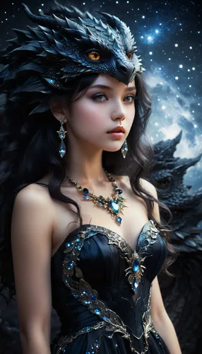 fantasy picture,fantasy art,fantasy woman,faery,fantasy portrait,queen of the night,faerie,3d fantasy,dark angel,fairy queen,blue enchantress,sorceress,heroic fantasy,the enchantress,warrior woman,the sea maid,celtic queen,fantasy girl,fairy tale character,mystical portrait of a girl,Conceptual Art,Fantasy,Fantasy 11