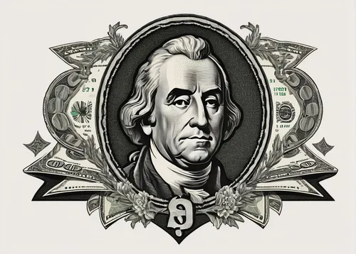 dollar bill,benjamin franklin,george washington,the dollar,us-dollar,dollar,thomas jefferson,banknote,usd,currency,dollar sign,dollars,founding,vector illustration,silver dollar,us dollars,banknotes,freemason,vector graphic,bank note,Illustration,Black and White,Black and White 09