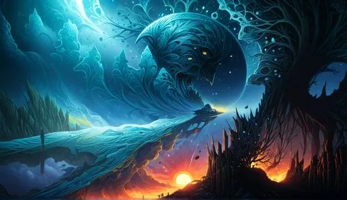 igelstrom,patronus,maelstrom,charybdis,ice cave,tidal wave,Illustration,Realistic Fantasy,Realistic Fantasy 25