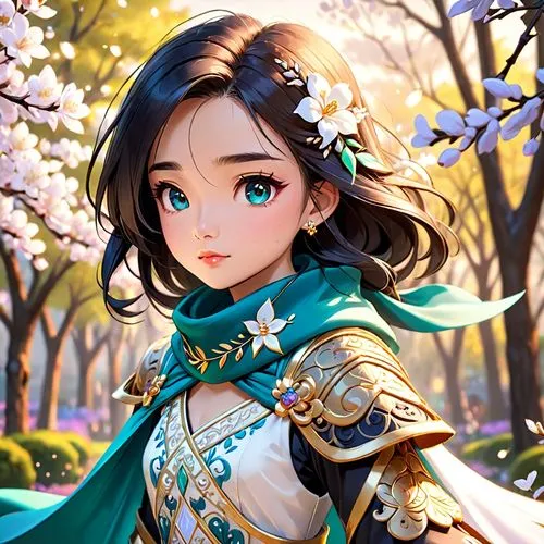 fantasy portrait,fairy tale character,cg artwork,portrait background,fantasia,jasmine blossom,vanessa (butterfly),lily of the field,japanese sakura background,flora,water-the sword lily,flower background,spring background,elza,game illustration,hanbok,ixia,mulan,snow white,jasmine,Anime,Anime,Cartoon