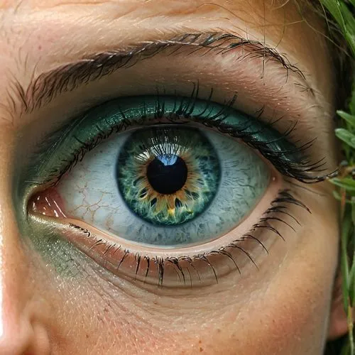 peacock eye,women's eyes,green eyes,the blue eye,heterochromia,green and blue,Illustration,Paper based,Paper Based 15