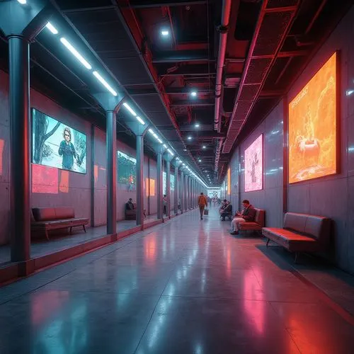 concourse,hallway,empty hall,concourses,factory hall,train station passage,aeroport,corridor,corridors,lane 1,industrial hall,cybercity,metro station,cyberport,render,underpass,3d render,walkway,illuminated advertising,longexposure,Photography,General,Realistic