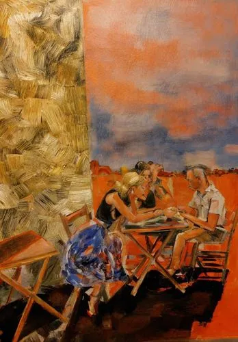 underpainting,riopelle,deckchairs,figgis,impasto,colescott,gouaches,painting work,esposizione,carousing,guttuso,holidaymakers,torn paper,tempera,staatsgalerie,dardenne,delaughter,drouot,ensor,overpain