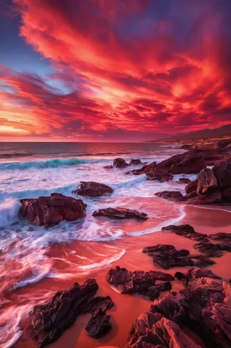 new south wales,south australia,maroubra,australia,byron bay,splendid colors,intense colours,mona vale,red sky,coast sunset,seascape,red sky at morning,sunset cliffs,coastal landscape,pink dawn,the twelve apostles,beautiful beaches,pacific coastline,bondi beach,sunrise beach,Illustration,Realistic Fantasy,Realistic Fantasy 37