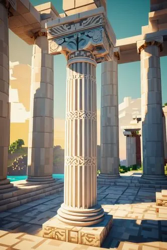 pillars,colonnaded,doric columns,artemis temple,greek temple,columns,roman columns,pillar capitals,pillar,egyptian temple,stylite,ancient city,stone pedestal,voxels,caryatids,mausoleum ruins,voxel,roman temple,herakleion,ancient,Unique,Pixel,Pixel 03