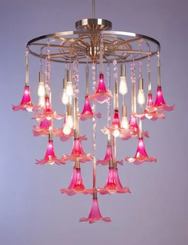 pink color flower glass chandelier finish in polished nickel,chandeliered,chandelier,chandeliers,ceiling lamp,hanging lamp,islamic lamps,asian lamp,retro lamp,candelabra,plasma lamp,incandescent lamp,