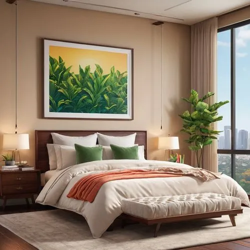 modern room,modern decor,contemporary decor,guest room,bamboo plants,guestroom,sleeping room,3d rendering,guestrooms,hoboken condos for sale,landscape background,great room,headboards,pandanus,bedroom,penthouses,interior decoration,wallcoverings,capitaland,japanese-style room,Illustration,Vector,Vector 19