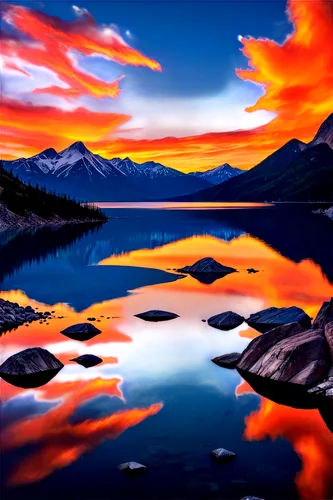 vermilion lakes,incredible sunset over the lake,landscape background,mountain sunrise,splendid colors,windows wallpaper,volcanic lake,evening lake,alpine lake,alpine sunset,beautiful lake,reflection in water,mountain lake,nature background,world digital painting,mountainlake,high mountain lake,beautiful landscape,landscapes beautiful,reflections in water,Conceptual Art,Daily,Daily 24