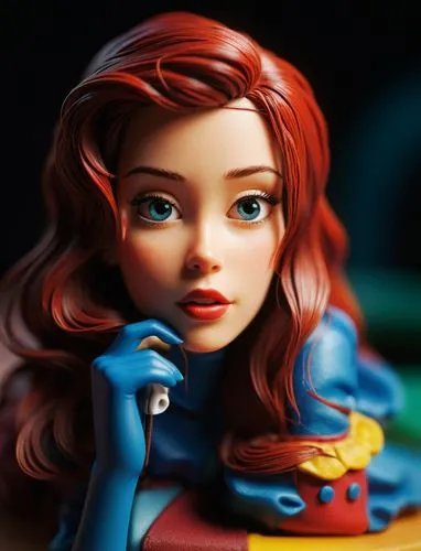 painter doll,redhead doll,cute cartoon character,storybook character,female doll,fairy tale character,Unique,3D,Toy