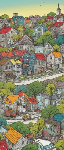 moc chau hill,valparaiso,ushuaia,escher village,aurora village,punta arenas,houses clipart,villages,maya city,haiti,jeju,suburbs,mombasa,houses,human settlement,tijuana,muizenberg,puerto varas,metropolises,colorful city,Illustration,Children,Children 06