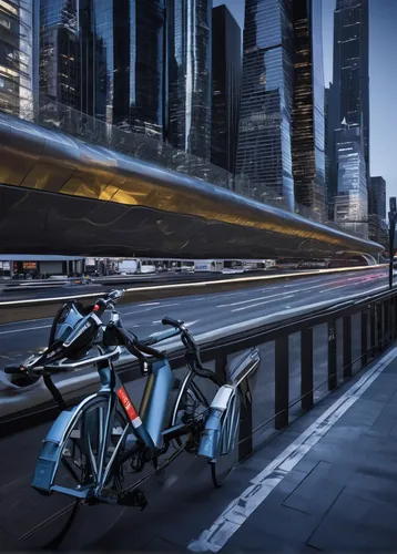 In a futuristic city, cycling is banned due to public safety concerns.,bicycle trailer,automotive bicycle rack,electric bicycle,city bike,electric mobility,bicycle lighting,road bicycle,hybrid bicycle