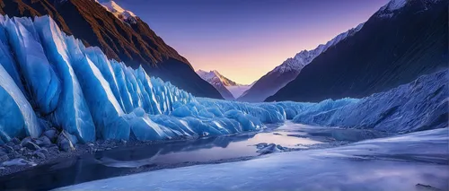 First Light in Franz - Franz Josef Glacier Photographic Print by Mike Mackinven,glacier tongue,gorner glacier,glacial melt,ice landscape,ice castle,the glacier,glaciers,glacier,glacial,ice wall,glacia