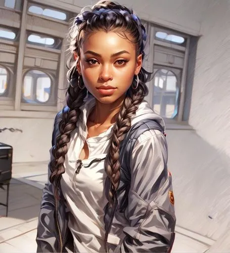 cg artwork,ash leigh,braids,sci fiction illustration,vanessa (butterfly),twists,digital painting,world digital painting,the girl at the station,eurasian,willow,maria bayo,clementine,rowan,girl portrait,braided,samara,jaya,braid,schoolgirl