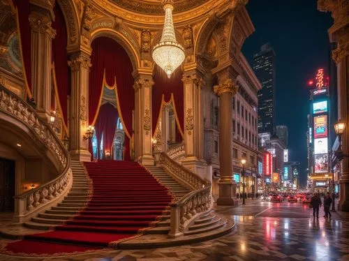 pantages,belasco,fox theatre,warner theatre,chicago theatre,orpheum,night view of red rose,nationaltheatret,broadway,montecarlo,liceu,vittoriano,ohio theatre,radio city music hall,old opera,theatines,eixample,monaco,istiklal,grauman,Photography,General,Realistic