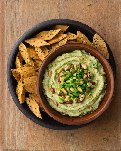 White Bean and Avocado Dip with Pistachios and Argan Oil,hummus,guacamole,baba ghanoush,split pea,green sauce,dip,tex-mex food,rajas con crema,muhammara,chile and frijoles festival,southwestern united