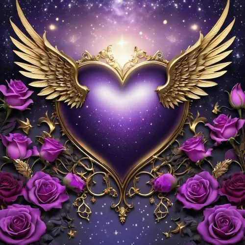 winged heart,heart background,purple and gold,purple and gold foil,purple wallpaper,heart clipart,love angel,gold and purple,purple,purple background,wing purple,archangels,dawnstar,flying heart,fairy galaxy,golden heart,purple rose,valentines day background,purple pageantry winds,double hearts gold,Photography,General,Realistic