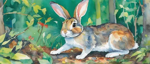 Develop a heartwarming children's book about Ren, a young rabbit who learns important life lessons from their woodland friends.,hare trail,audubon's cottontail,hare window,hare field,snowshoe hare,eur