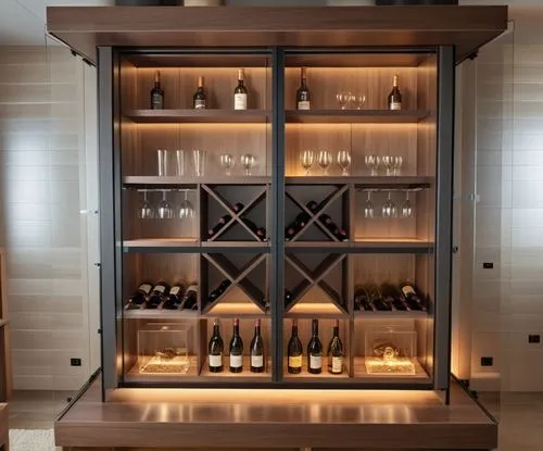 wine rack,minibar,wine boxes,wine bar,wine bottle range,humidor,Photography,General,Realistic