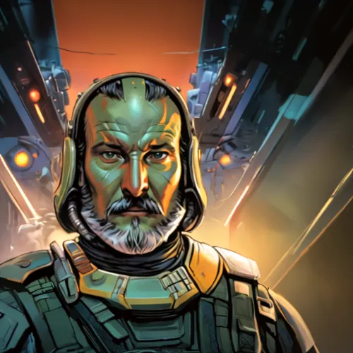 sci fiction illustration,shepard,game illustration,cg artwork,admiral von tromp,cybernetics,infiltrator,sci fi,emperor of space,game art,the emperor's mustache,valerian,sci - fi,sci-fi,scifi,bot icon,